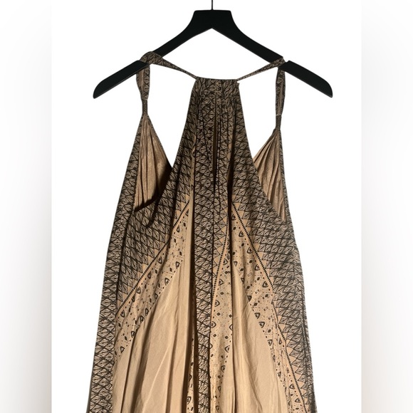Free People Bohemian Flowy Tan Print Maxi Dress XS - Picture 8 of 9